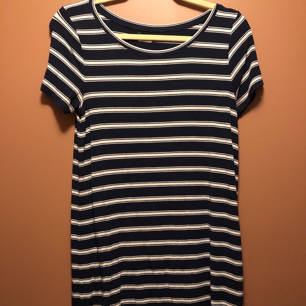 Hollister Navy Blue Striped T-Shirt Dress